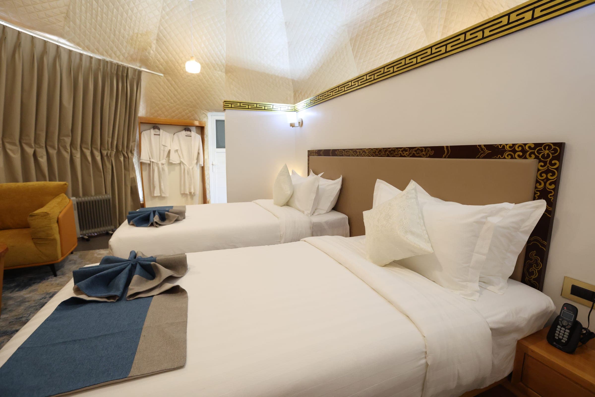Deluxe Dome arranged with twin beds in Paro, Bhutan