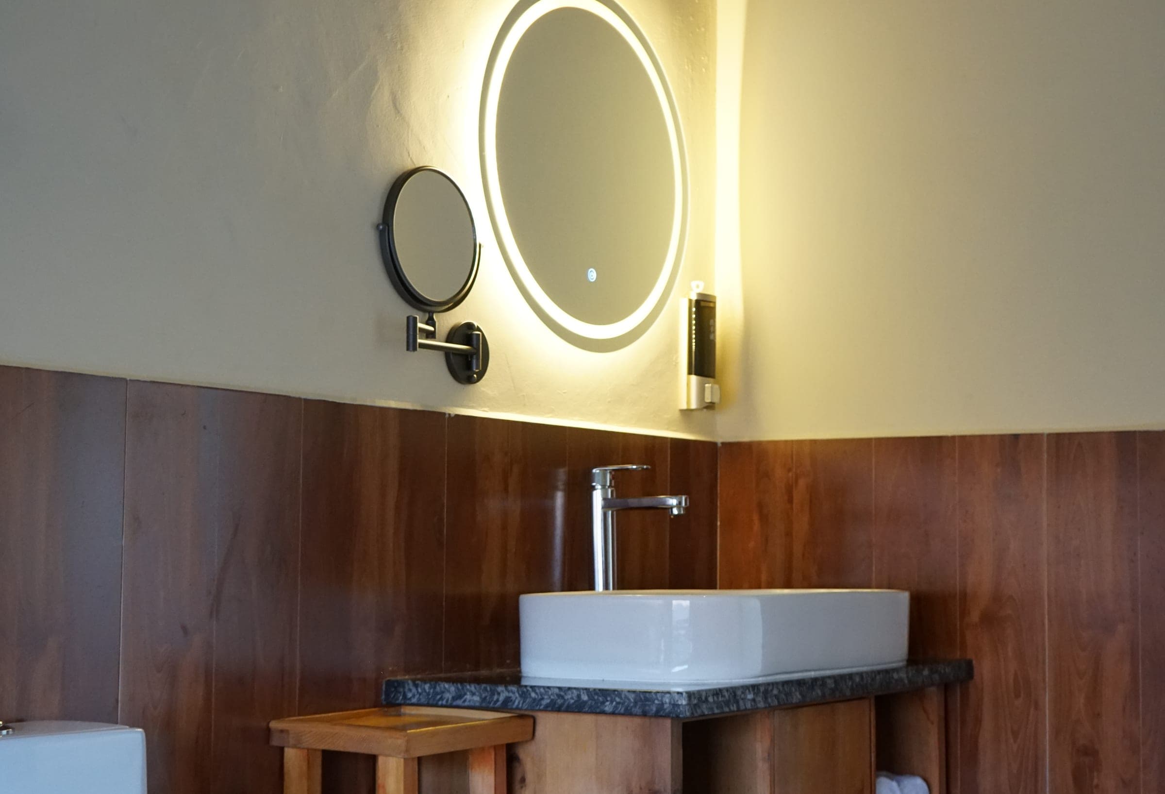 Hilltop Deluxe Dome bathroom vanity with premium amenities