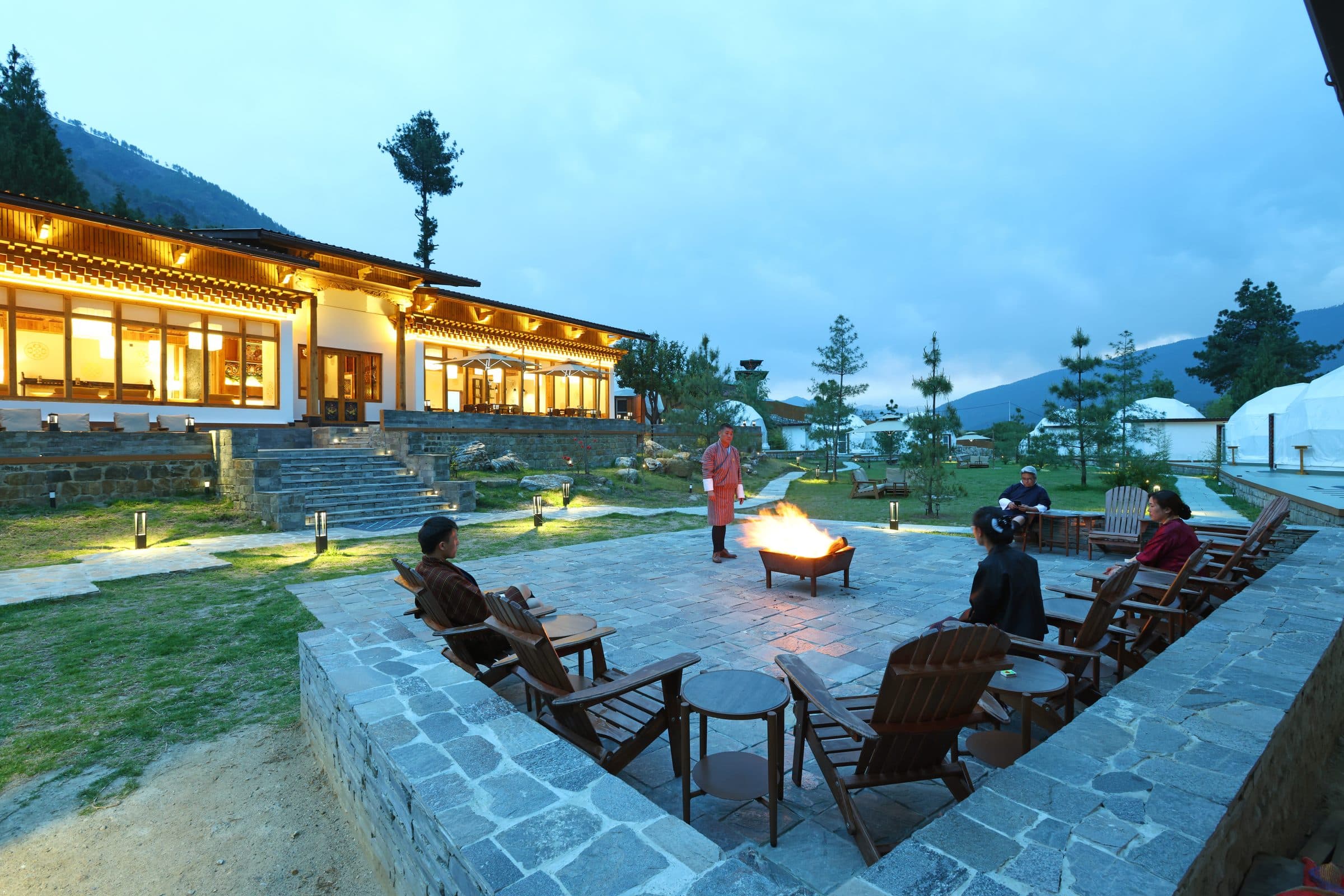 Riverfront glamping domes at Highland Glamping Paro